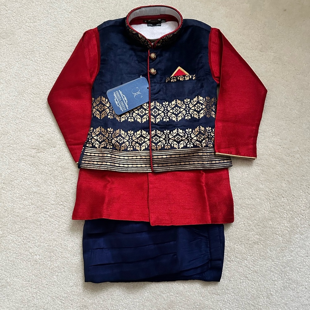 Red and Blue Indian Kurta with Pants